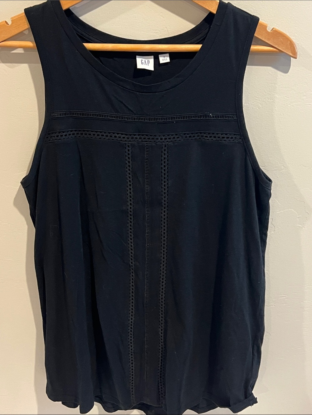 GAP Black Sleeveless Tank with Crochet Trim